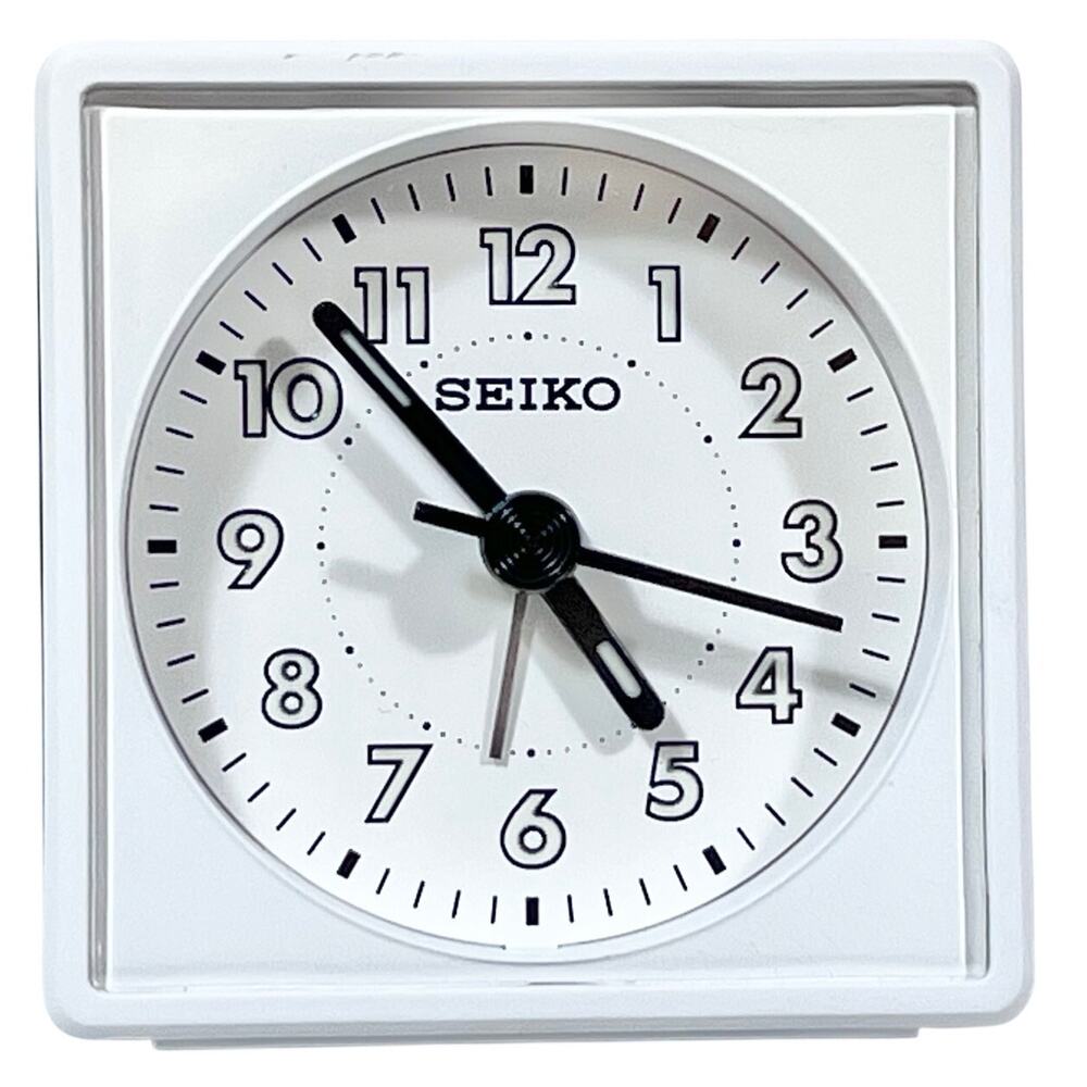 Seiko Analogue Bedside Alarm Clock Quiet Sweep Movement Luminous Hands QHE083W
